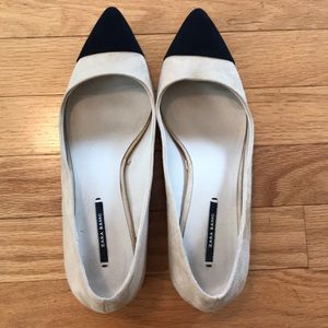 Zara cap toe block heel pumps